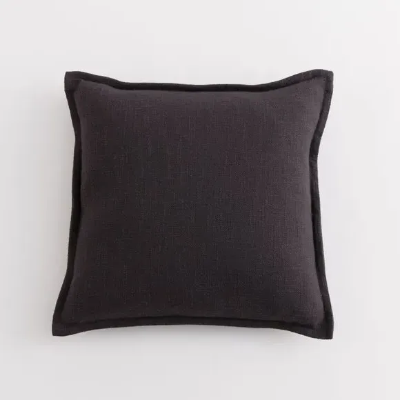 Square Cushion with Removable Cover - Black, Cotton