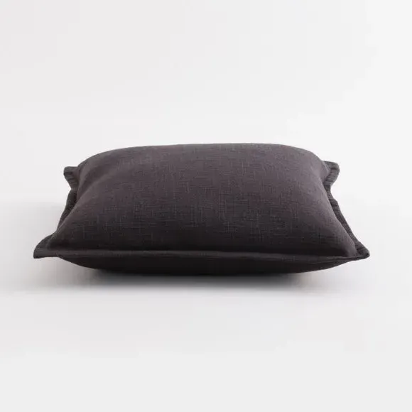 Square Cushion with Removable Cover - Black, Cotton