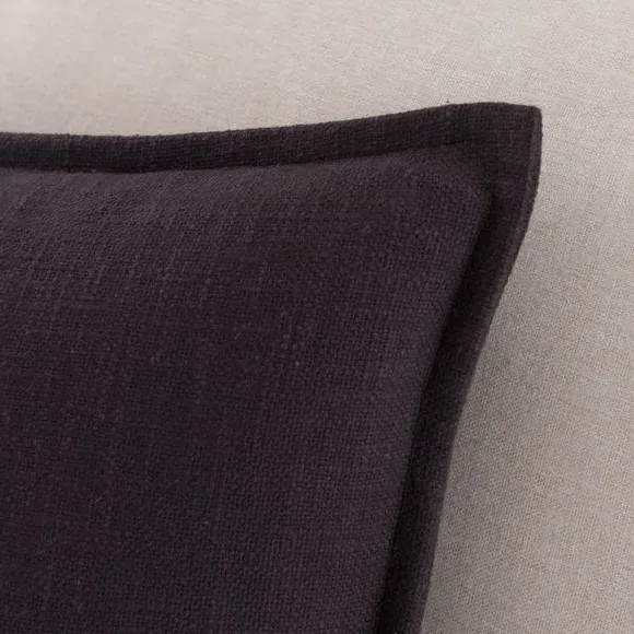 Square Cushion with Removable Cover - Black, Cotton