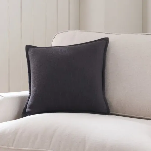 Square Cushion with Removable Cover - Black, Cotton image