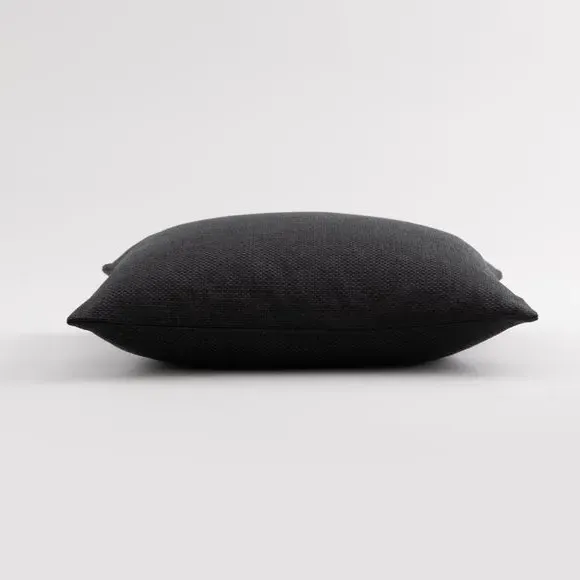 Square Cushion with Removable Cover - Black, Fabric