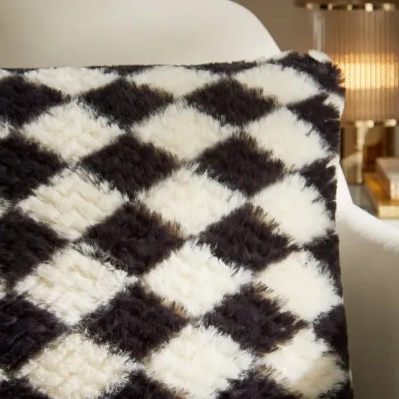 Square Cushion with Removable Cover - Black/White