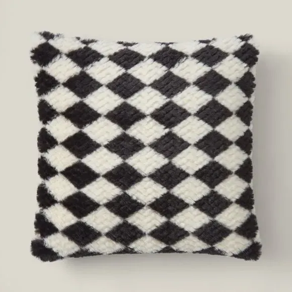 Square Cushion with Removable Cover - Black/White