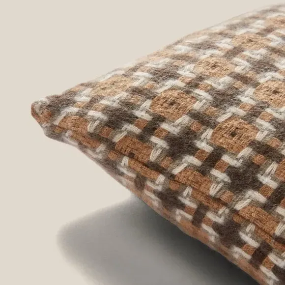 Square Cushion with Removable Cover - Brown, Woven