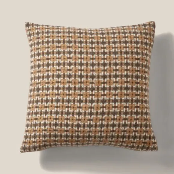 Square Cushion with Removable Cover - Brown, Woven