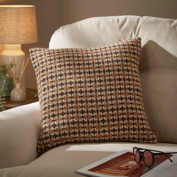 Square Cushion with Removable Cover - Brown, Woven