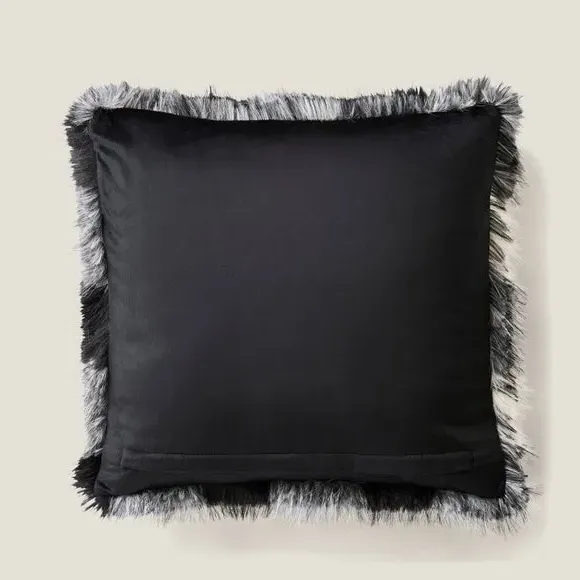 Square Cushion with Removable Cover - Check, Fur
