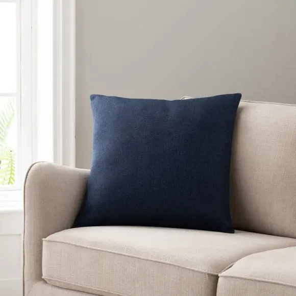 Square Cushion with Removable Cover - Navy, Fabric