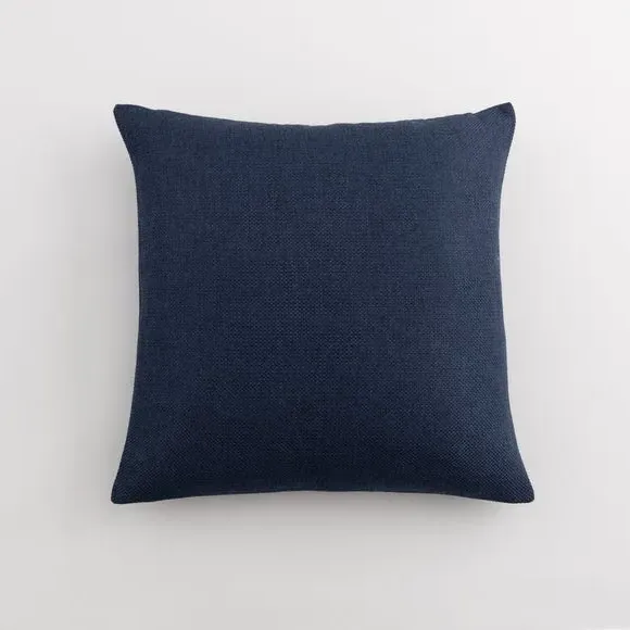 Square Cushion with Removable Cover - Navy, Fabric