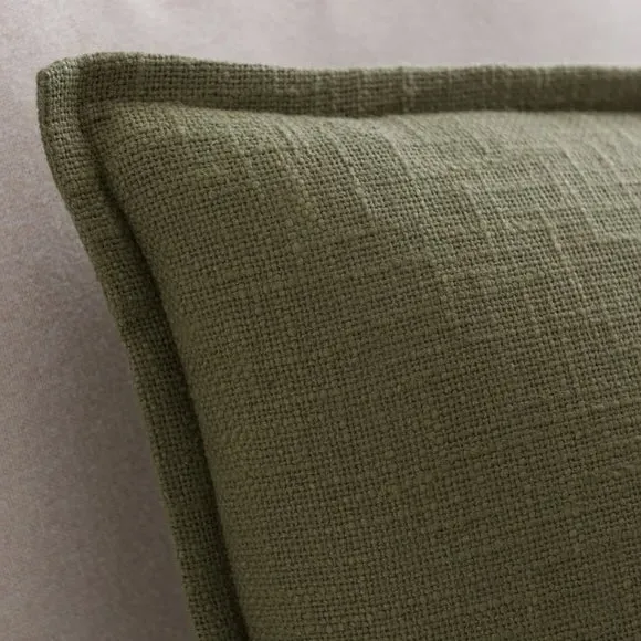 Square Cushion with Removable Cover - Olive, Cotton