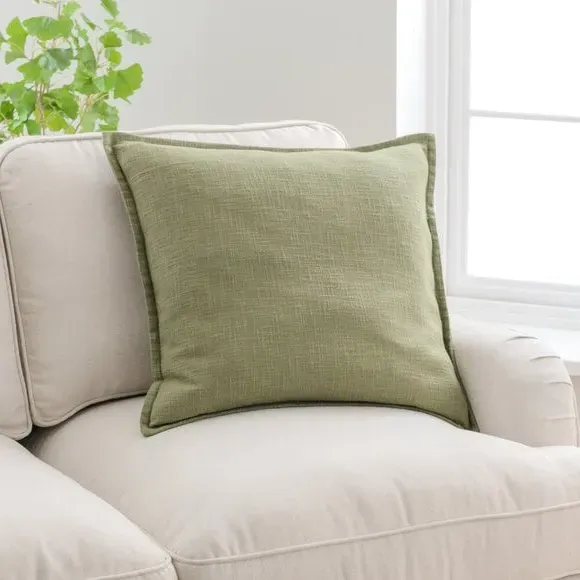 Square Cushion with Removable Cover - Olive, Cotton