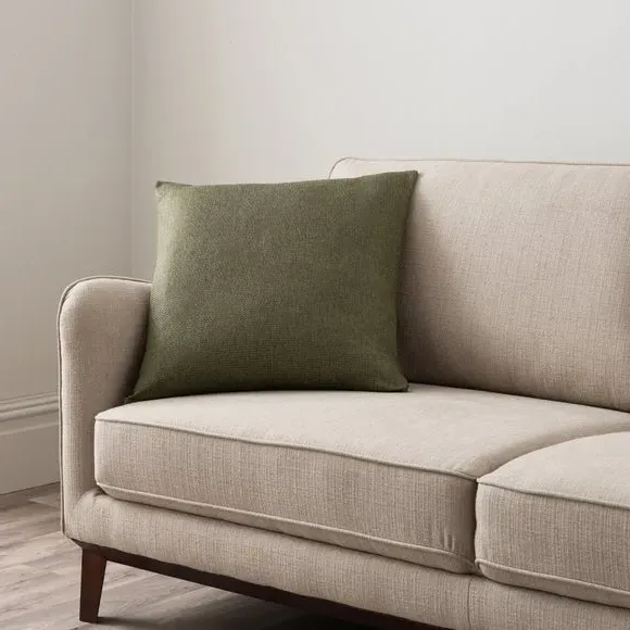 Square Cushion with Removable Cover - Olive, Fabric