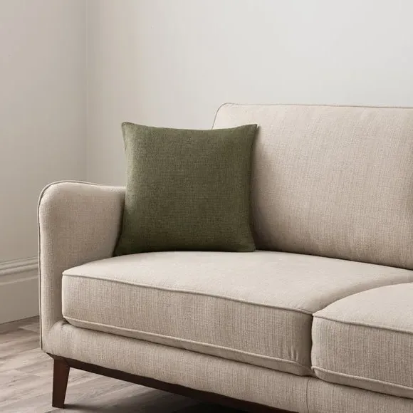 Square Cushion with Removable Cover - Olive, Fabric