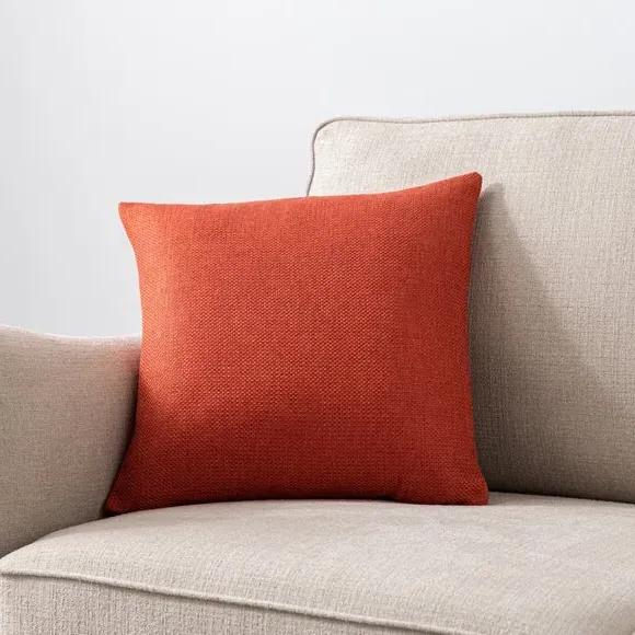 Square Cushion with Removable Cover - Orange, Fabric
