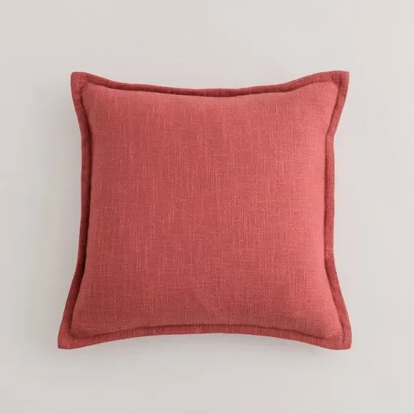 Square Cushion with Removable Cover - Red, Cotton