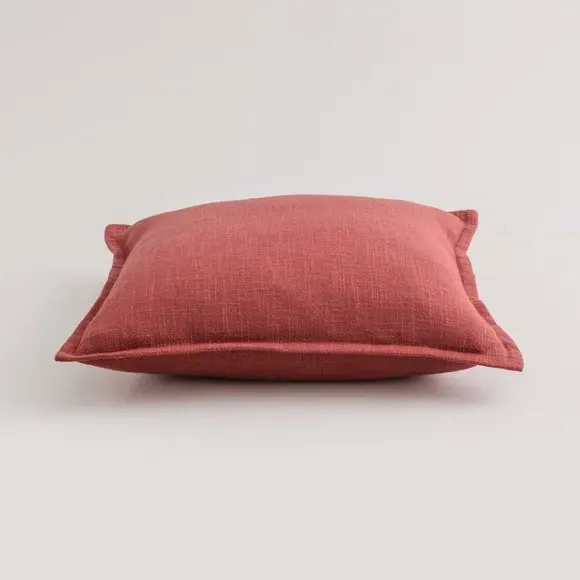 Square Cushion with Removable Cover - Red, Cotton