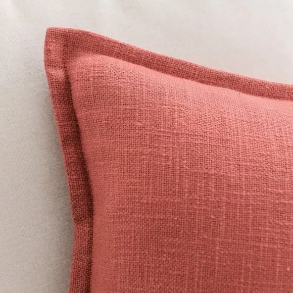 Square Cushion with Removable Cover - Red, Cotton