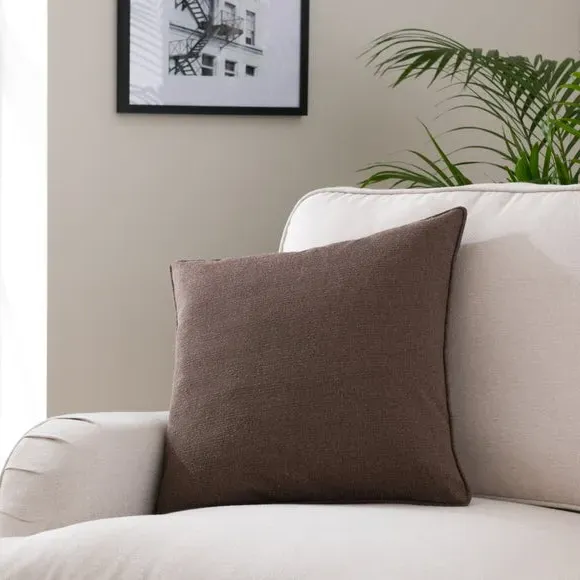 Square Cushion with Removable Pad - Chocolate, Polyester