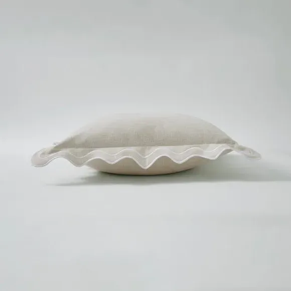 Square Cushion with Scalloped Edge - Ecru