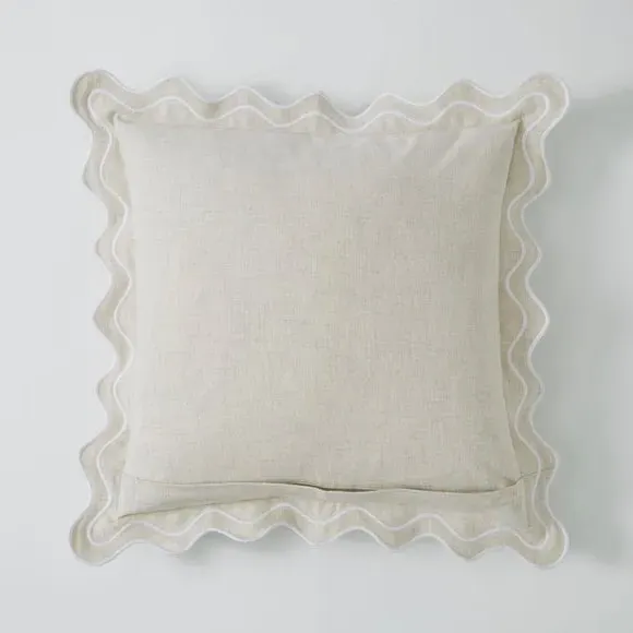 Square Cushion with Scalloped Edge - Ecru