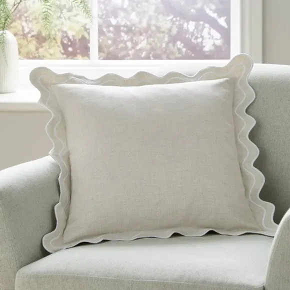 Square Cushion with Scalloped Edge - Ecru image