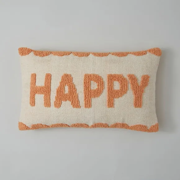 Square Cushion with Slogan - Coral, Polyester