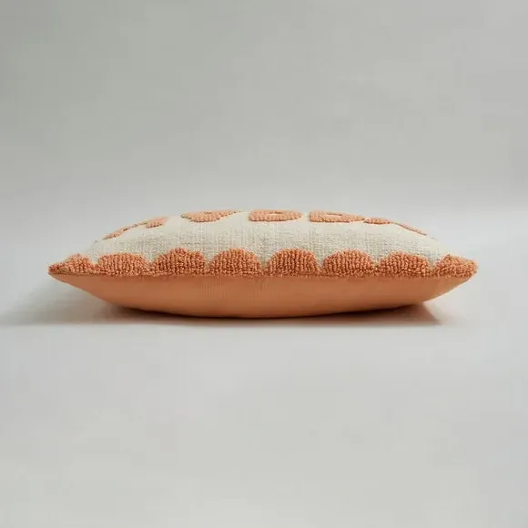 Square Cushion with Slogan - Coral, Polyester