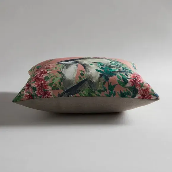 Square Cushion with Sloth Print - Multicolor