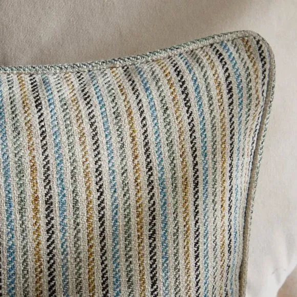 Square Cushion with Stripe Design - Green