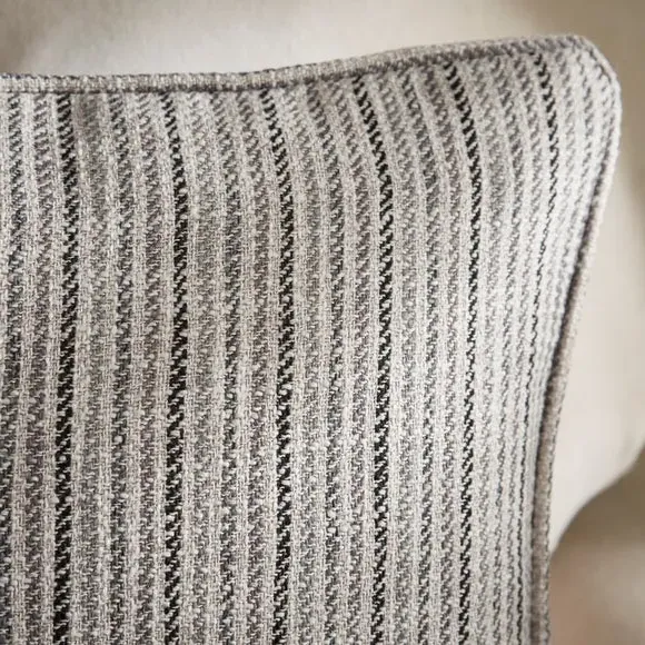 Square Cushion with Stripe Design - Grey