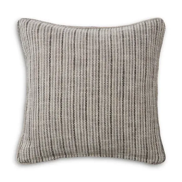 Square Cushion with Stripe Design - Grey