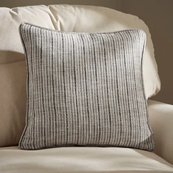 Square Cushion with Stripe Design - Grey