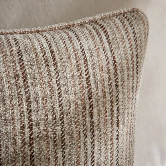 Square Cushion with Stripe Design - Natural
