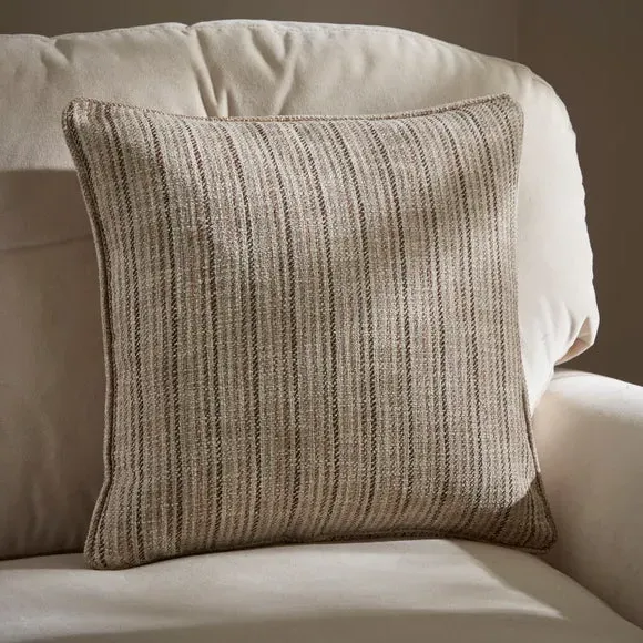 Square Cushion with Stripe Design - Natural