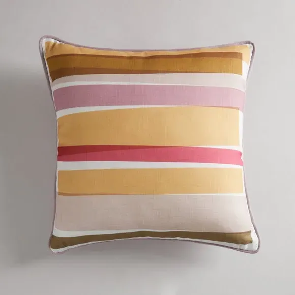Square Cushion with Stripe Pattern - Multicolor