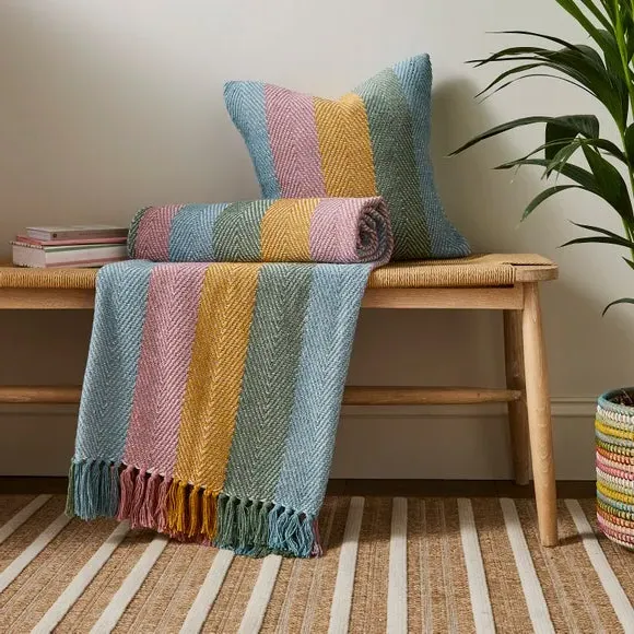 Square Cushion with Stripes - Multicolor