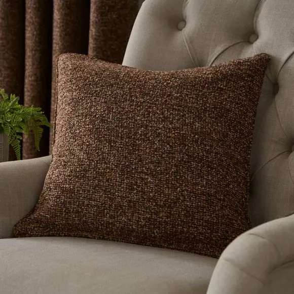 Square Cushion with Textured Design - Rust, Boucle