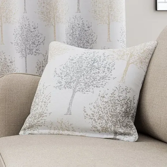 Square Cushion with Tree Design - Dove, Jacquard image