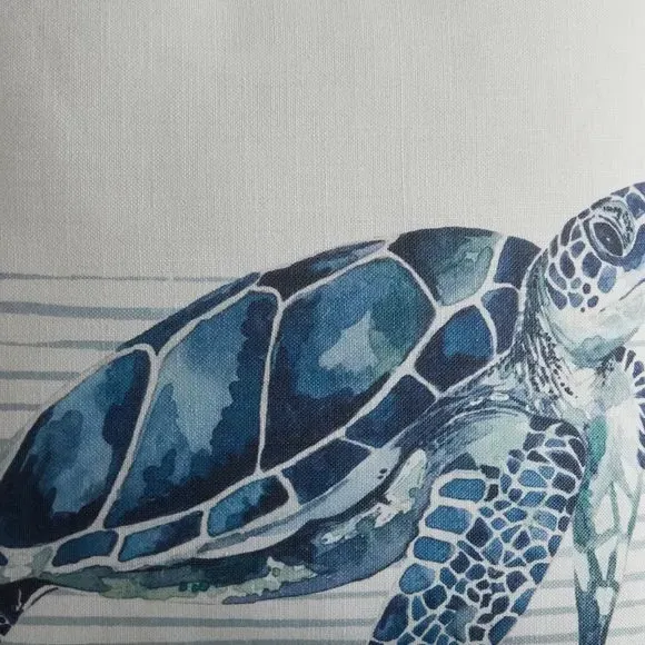 Square Cushion with Turtle Print - Multicolor