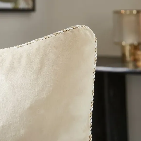 Square Cushion with Twisted Trim - Natural, Velour