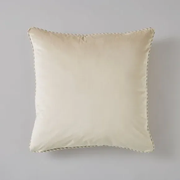 Square Cushion with Twisted Trim - Natural, Velour