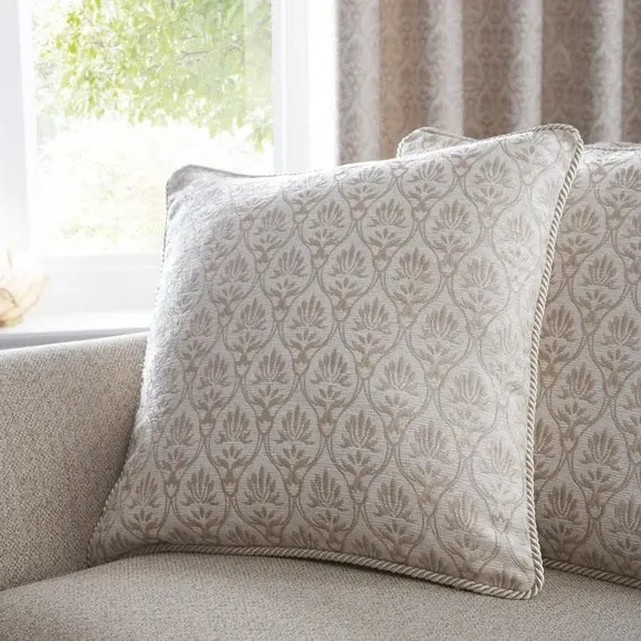 Square Cushion with Woven Motif - Cream image