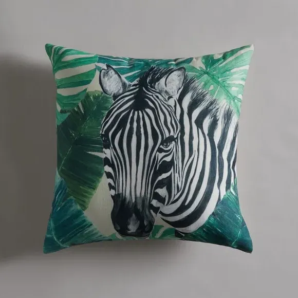 Square Cushion with Zebra Print - Multicolor