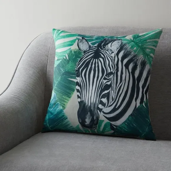 Square Cushion with Zebra Print - Multicolor image