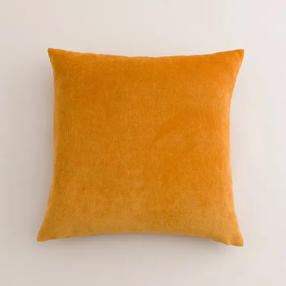 Square Cushion with Zip - Amber Gold, Velour