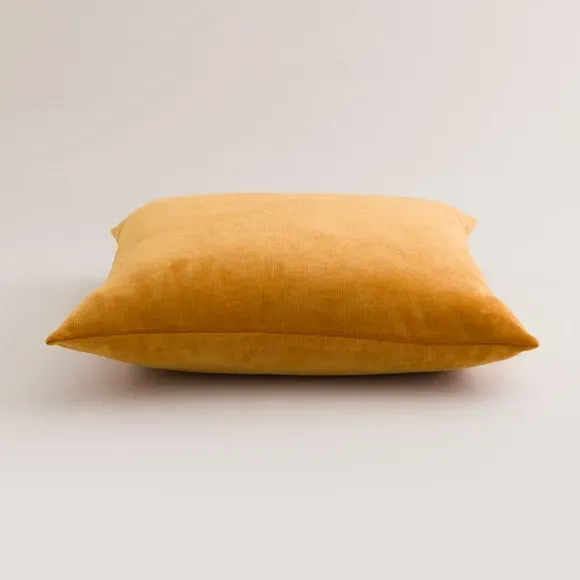 Square Cushion with Zip - Amber Gold, Velour