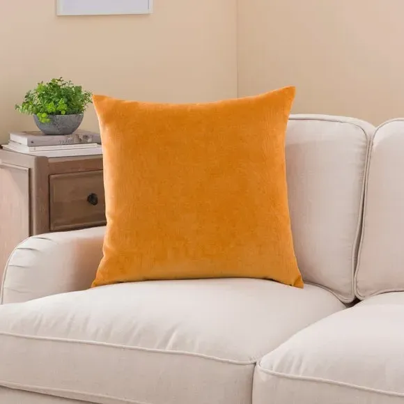 Square Cushion with Zip - Amber Gold, Velour
