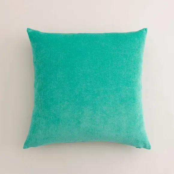 Square Cushion with Zip - Aqua, Velour