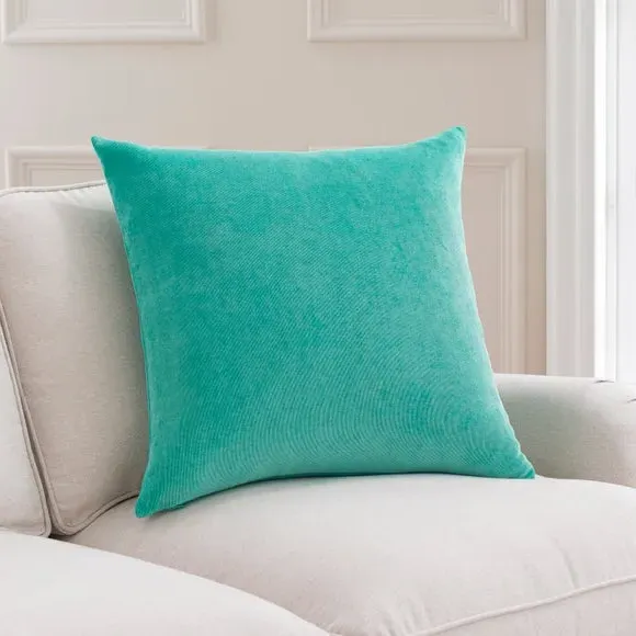 Square Cushion with Zip - Aqua, Velour