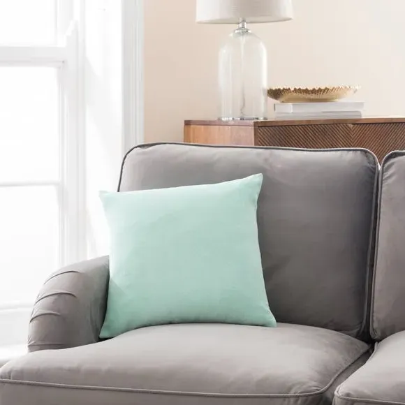 Square Cushion with Zip - Celadon, Velour